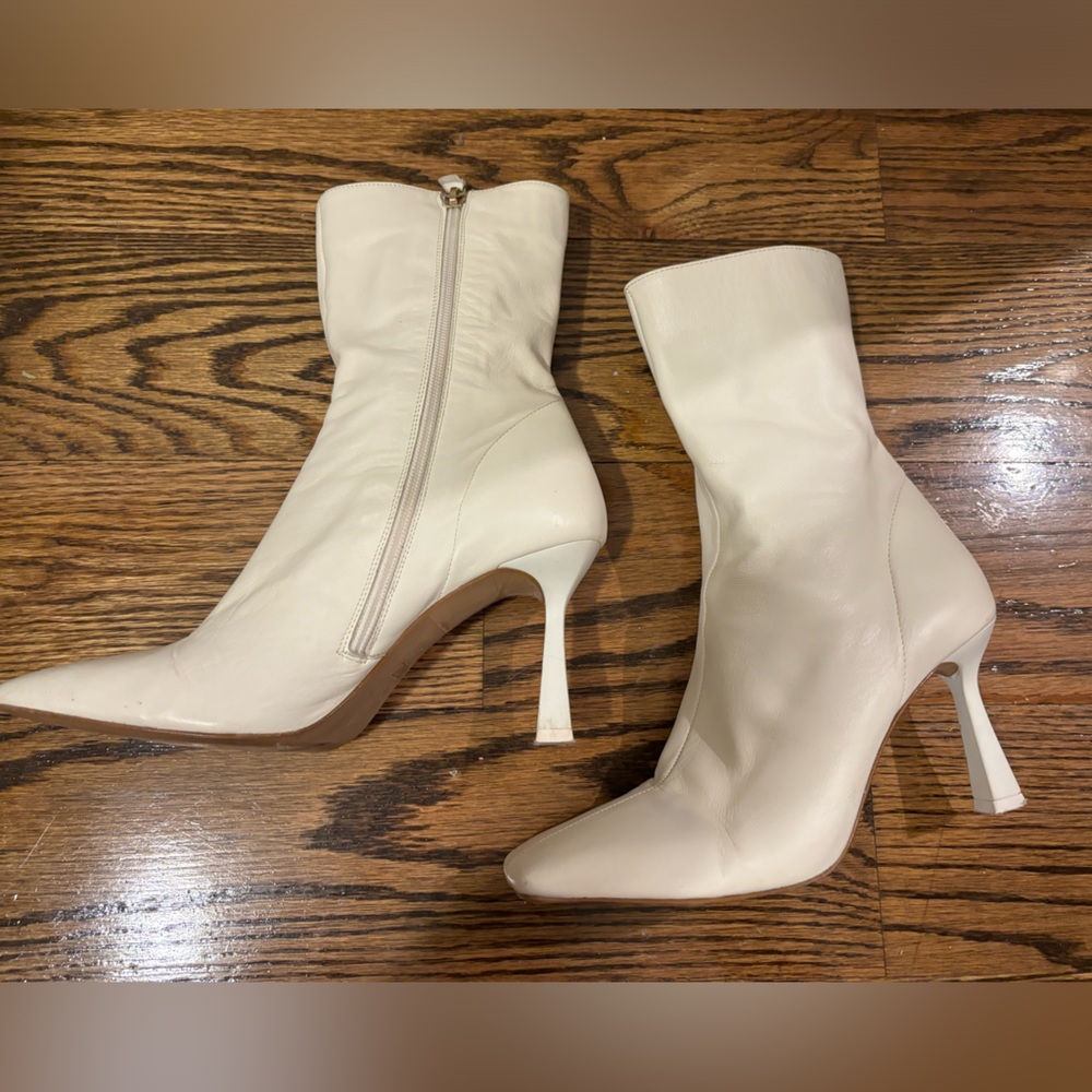 Zara Square Toe Leather Booties